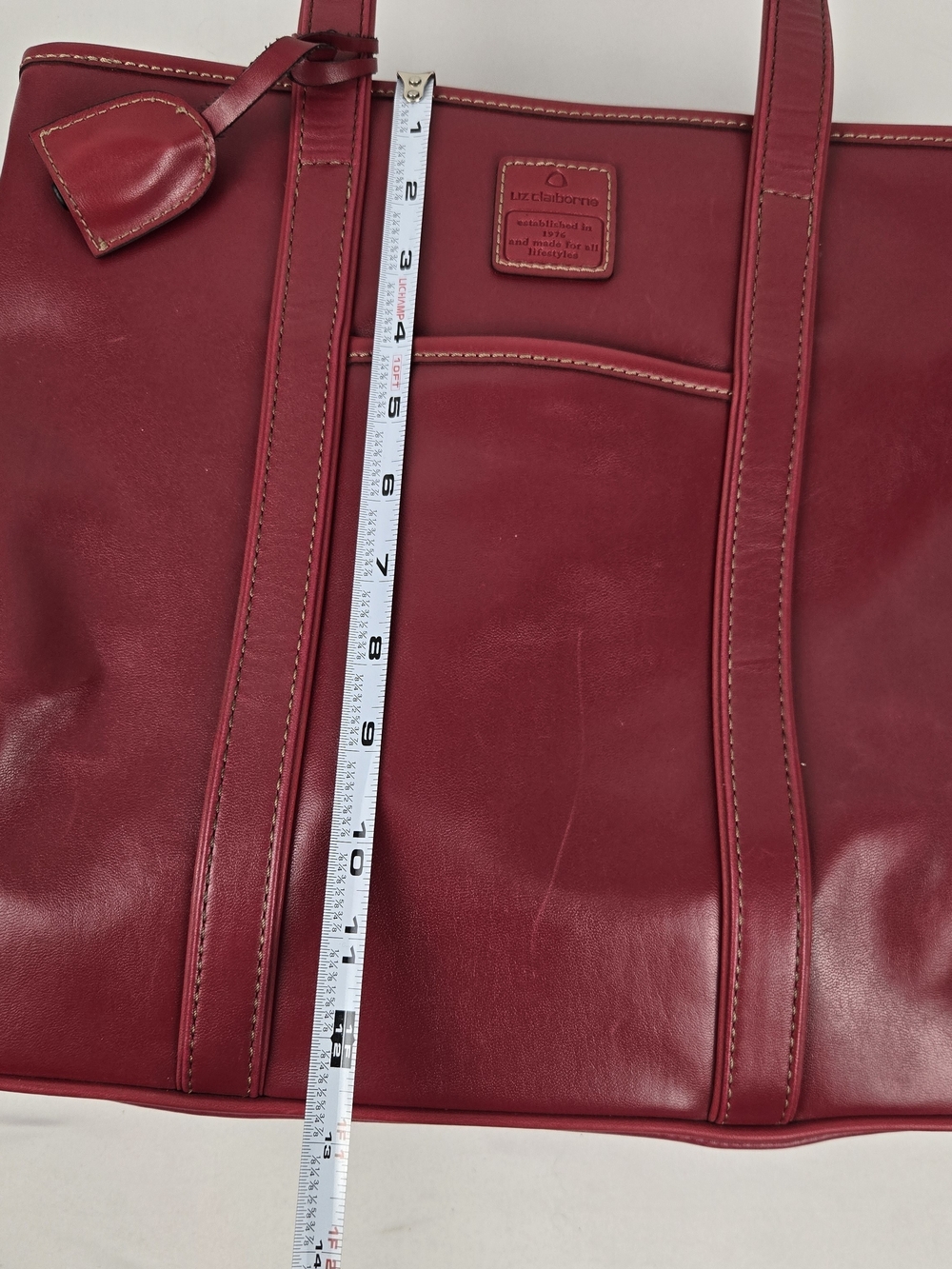 Vintage Liz Claiborne Red Handbag Accessories Shoulder Purse Umbrella W Dry Slot - Picture 16 of 16